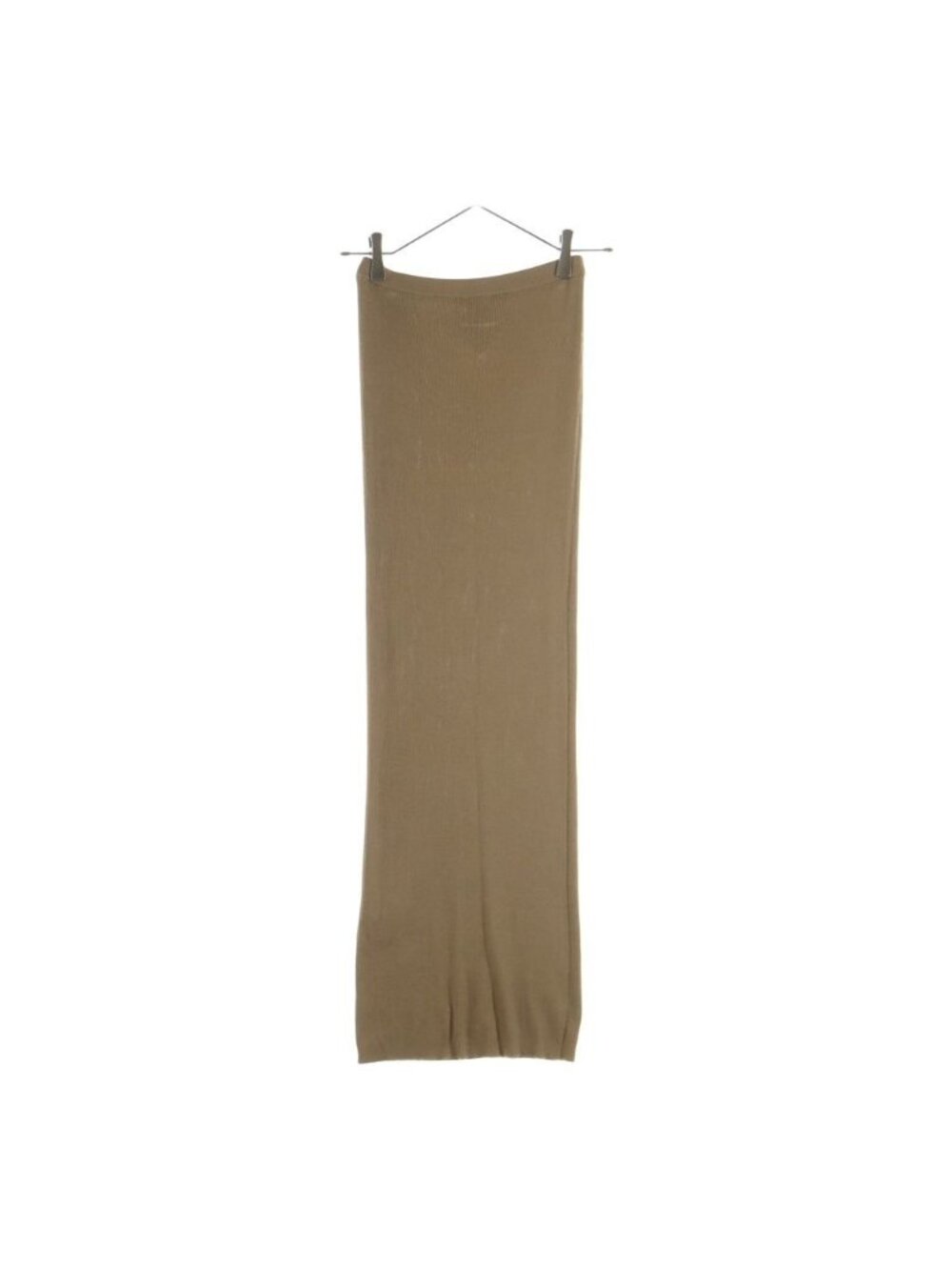 Prada Triangle Logo Silk Knit Long Skirt 40 Brown